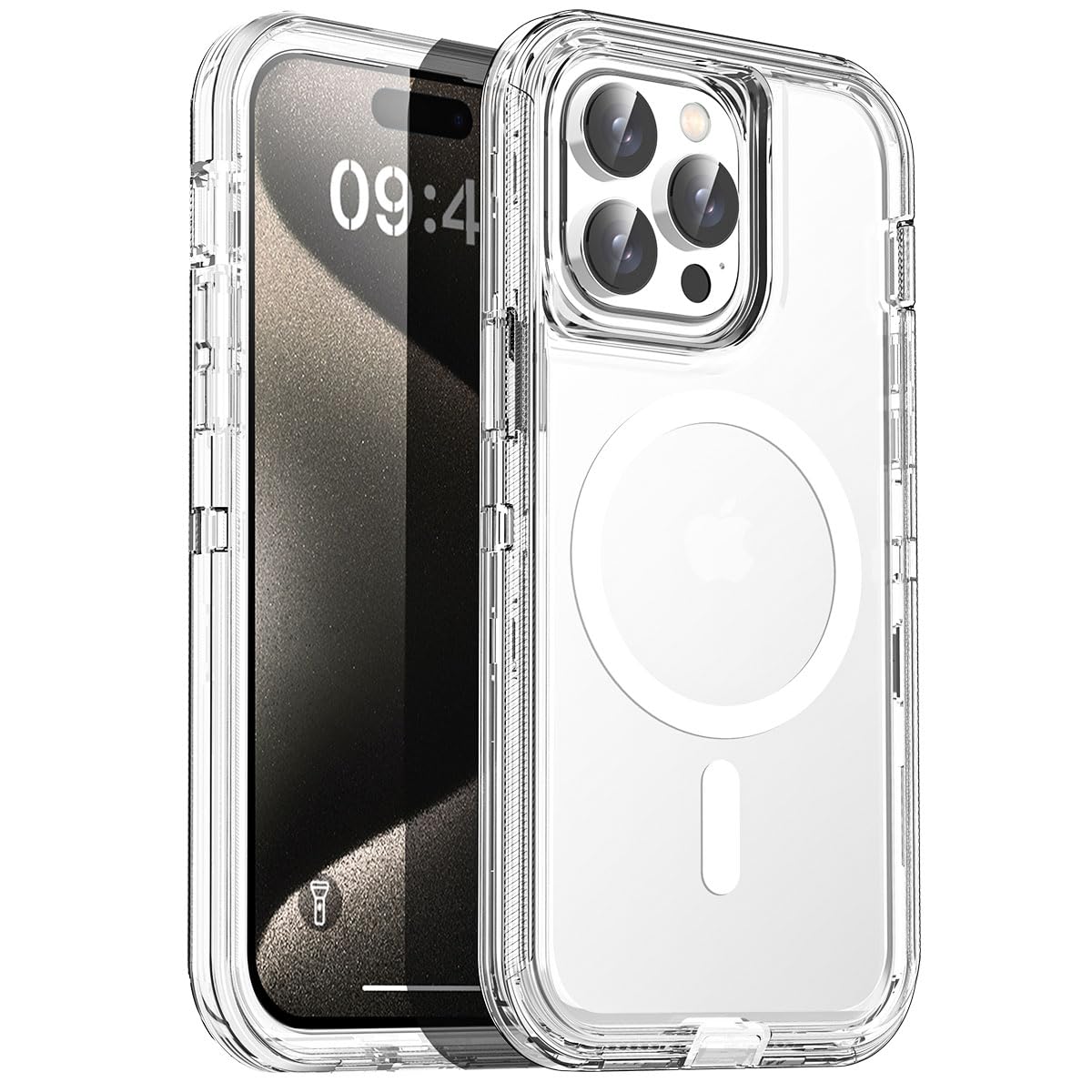 AICase for iPhone 15 Pro Max Case Clear Compatible with MagSafe 3 in 1 Heavy Duty Drop Protection Full Body Rugged Shockproof/Dust Proof 3-Layer