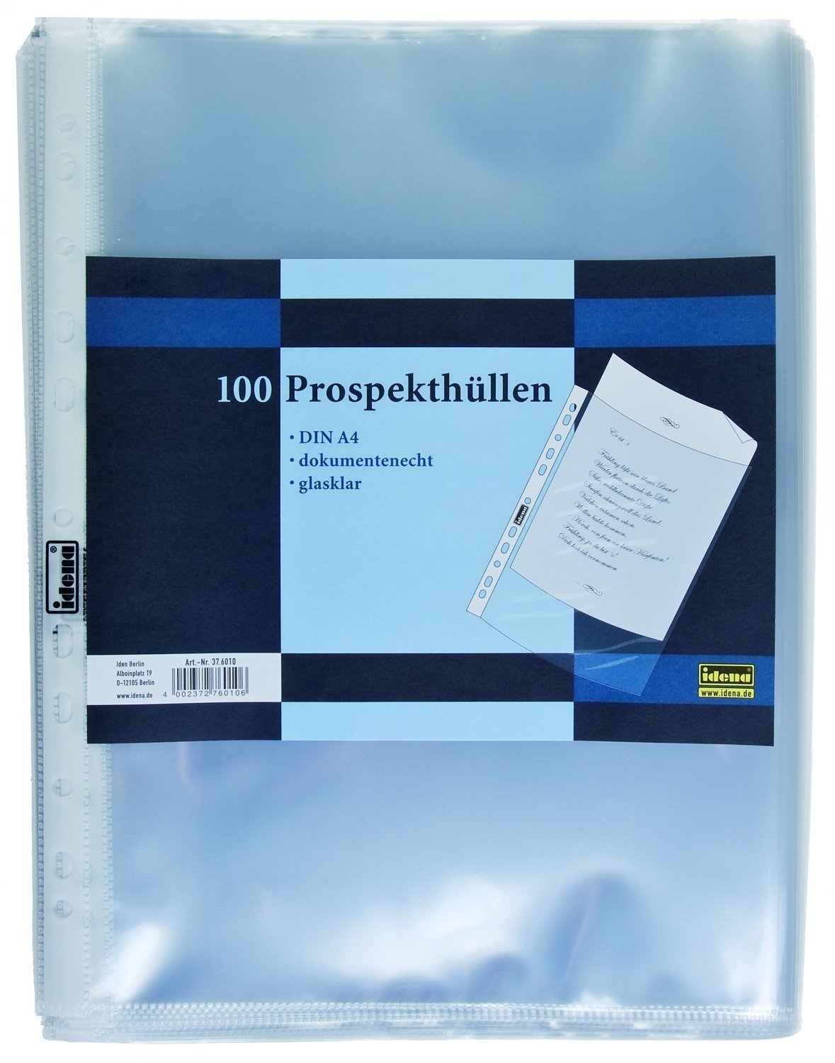 Idena Prospekthülle A4 100Er Pg Glasklar, 60Mµ (1000er Pack)