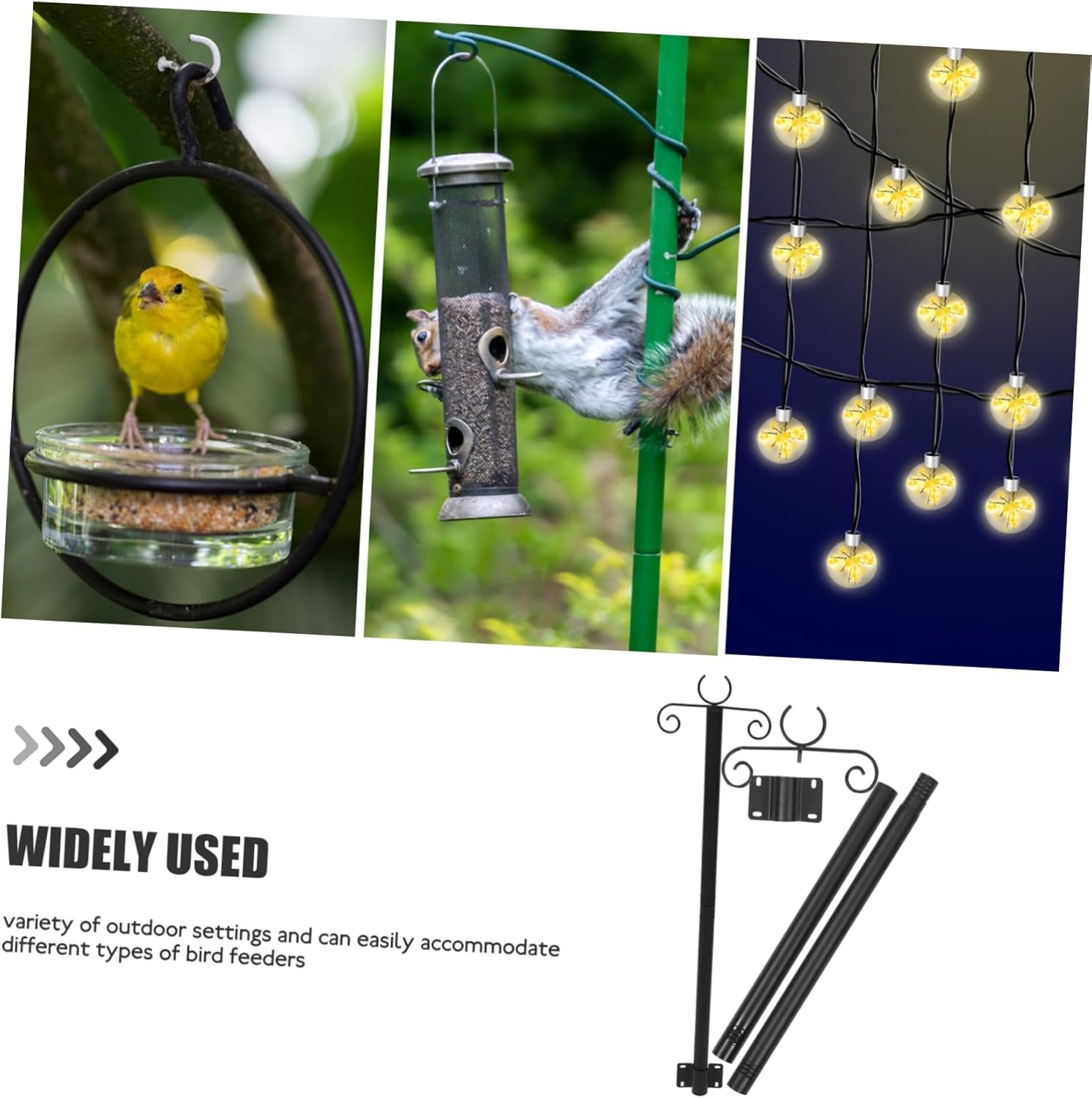 2sets Outdoor Hanging Light Pole Support Rods for String Lights and Bird Feeders Resistant Easy Installation for Patio Garden Backyard Use