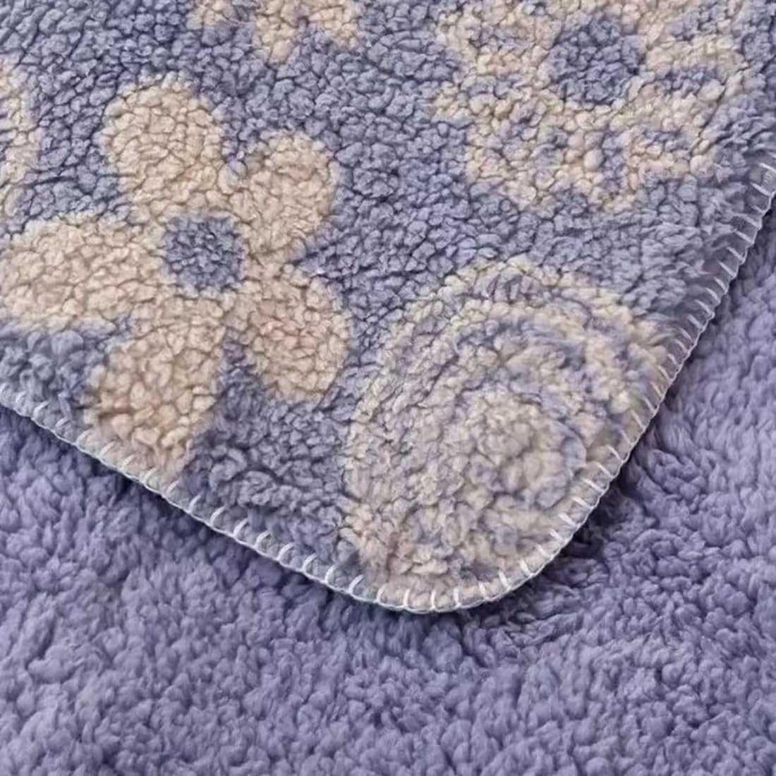 Bohemian Sherpa Fleece Blanket, Oeko-Tex Certified, Ultra Soft Aztec Queen Blanket for All Season, Cozy, Plush, Throw Blanket for Bed/Couch/Sofa/Office/Camping (Purple, 80''x90'')
