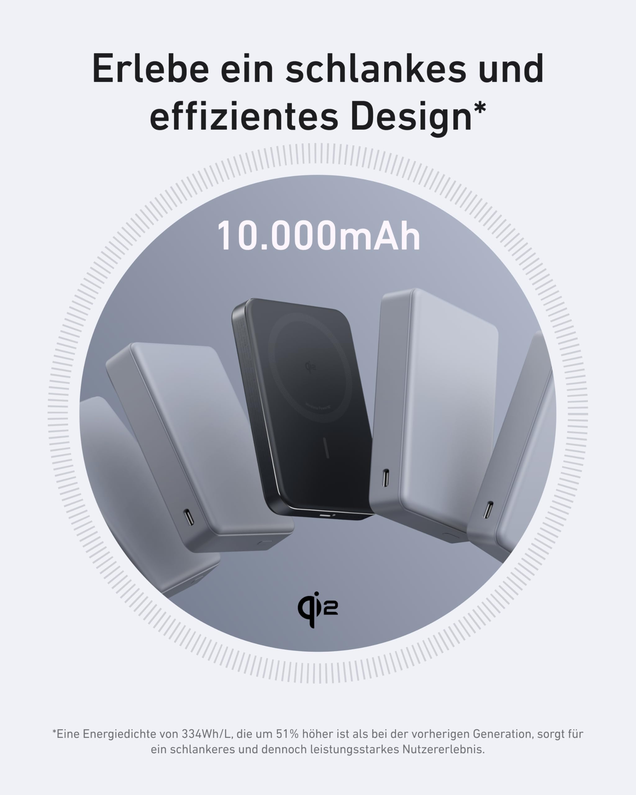 Anker MagGo Powerbank, extrem flach, 10000mAh magnetischer Akku, Qi2-zertifiziert 15W, schnelles MagSafe-kompatibles tragbares Ladegerät, ergonomisches Design, für iPhone 17/16/15/14 Serie und mehr