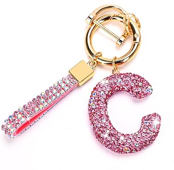 Initial Car Keychains for Women Girls,Bling Cute A-Z Key Chains for Handbags,Personalized Gift