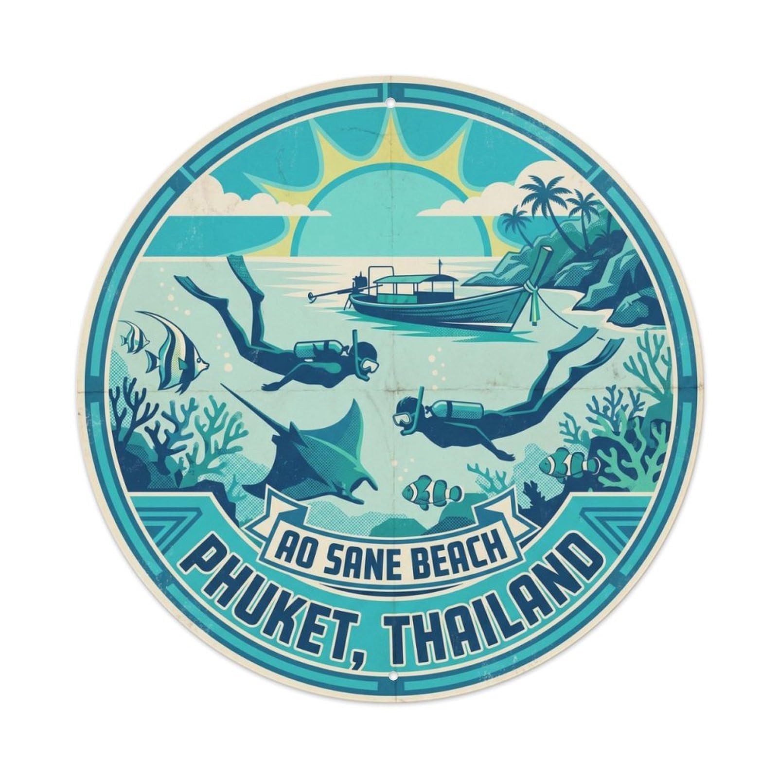 Phuket Ao Sane Beach Snorkeling Island Shore Surf Coast Vintage Metal Tin Sign Plaque Wall Decor for Cafe, Club Bar, Office, Garden Metal Poster 8x8Inch