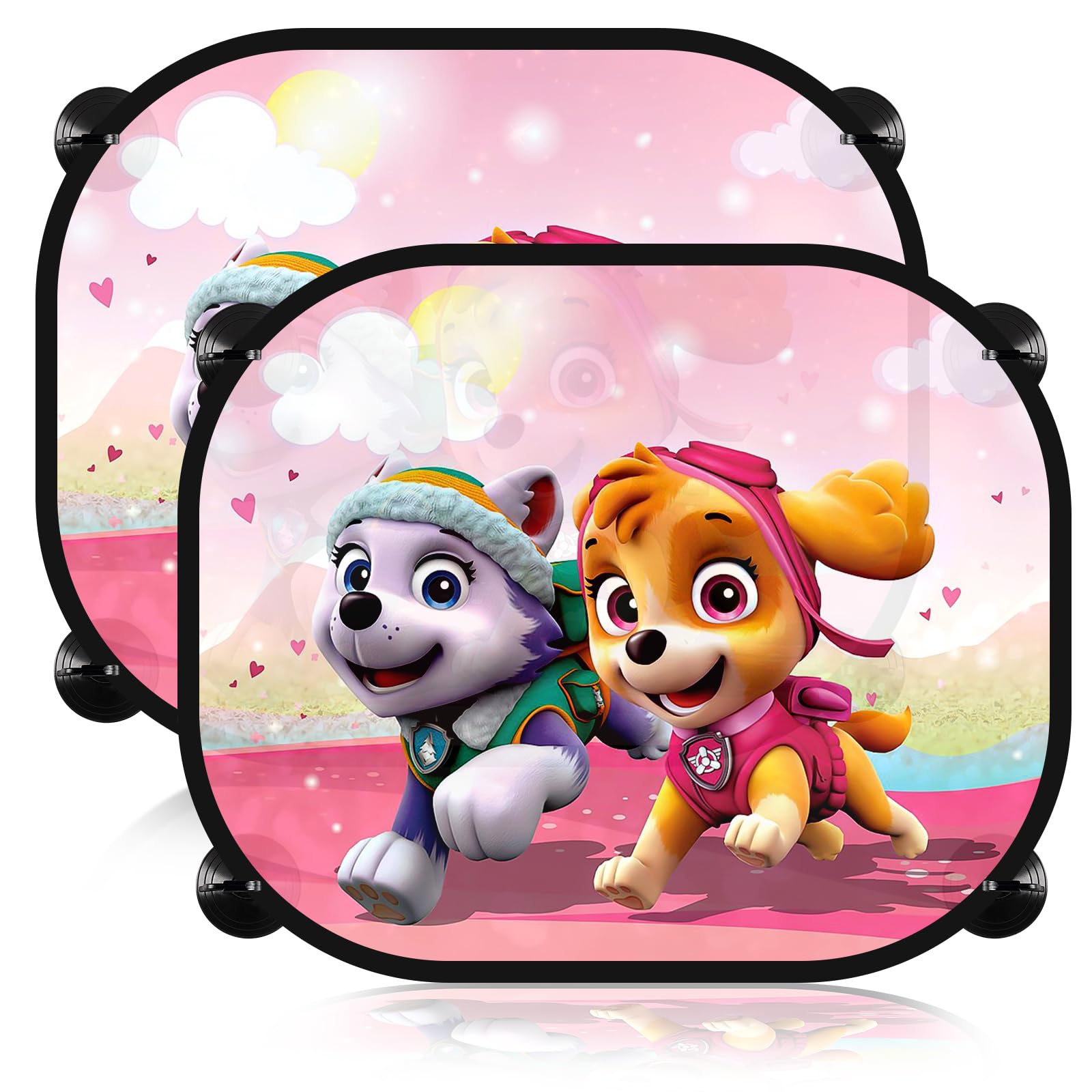 Pat Dog Parasol Coche bebé, Autoadhesivo Fácil de Instalar, 43x36 cm para niños con 8 Tazas de succión, Pat Dog Parasol Bebe Coche, Pat Dog Parasol de Coche Ventana Lateral (2 pcs