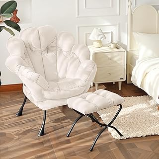 Welnow 2025 Lazy Chair with Ottoman, Comfy Reading Chair Lounge Accent C...