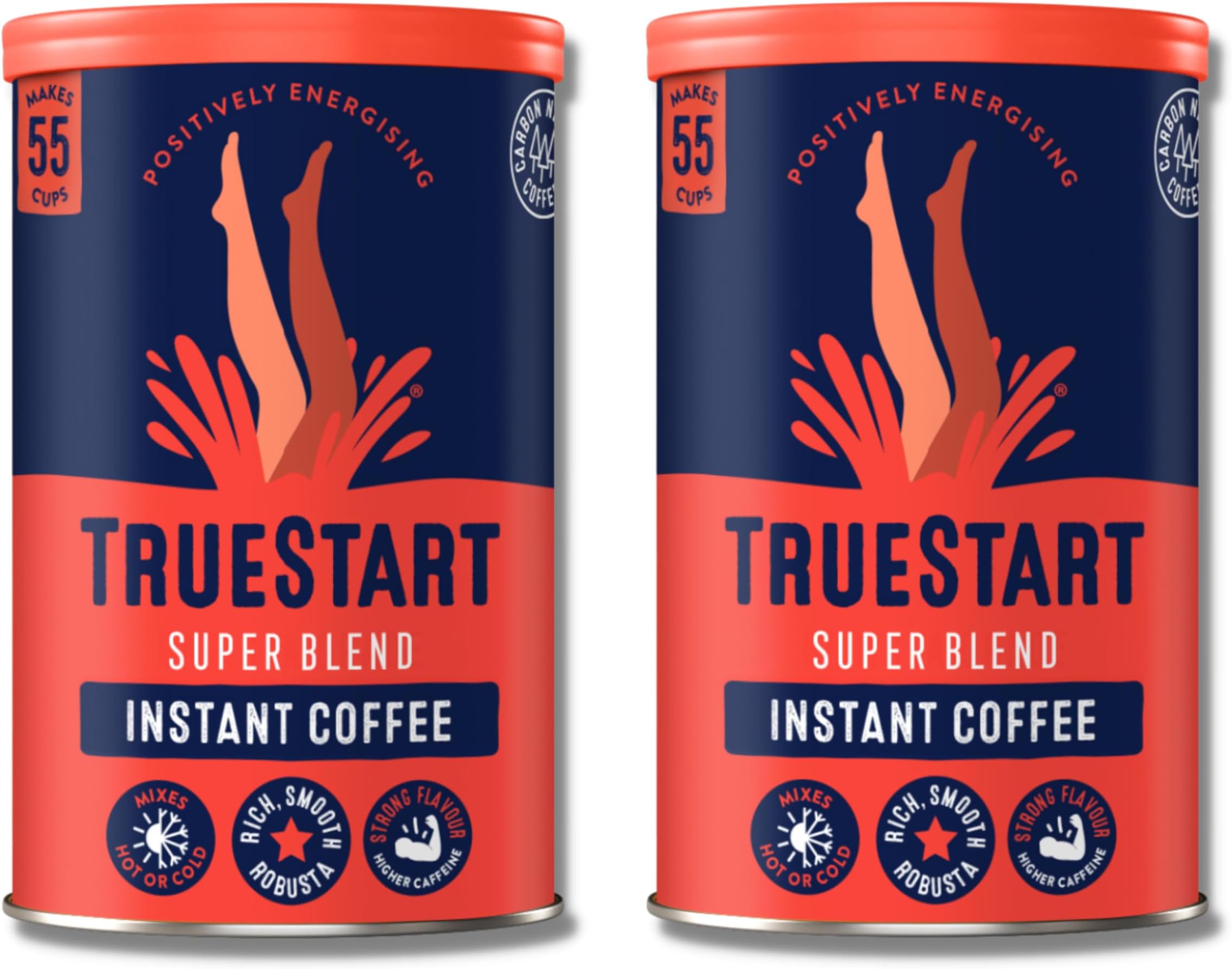 TrueStart Barista Grade Super Blend Strong Instant Coffee – 2 x 100g (110 Cups), Premium Freeze-Dried Coffee Granules, Mycotoxin-Free, Antioxidant Rich, Strong & Smooth with 100% Full Flavour