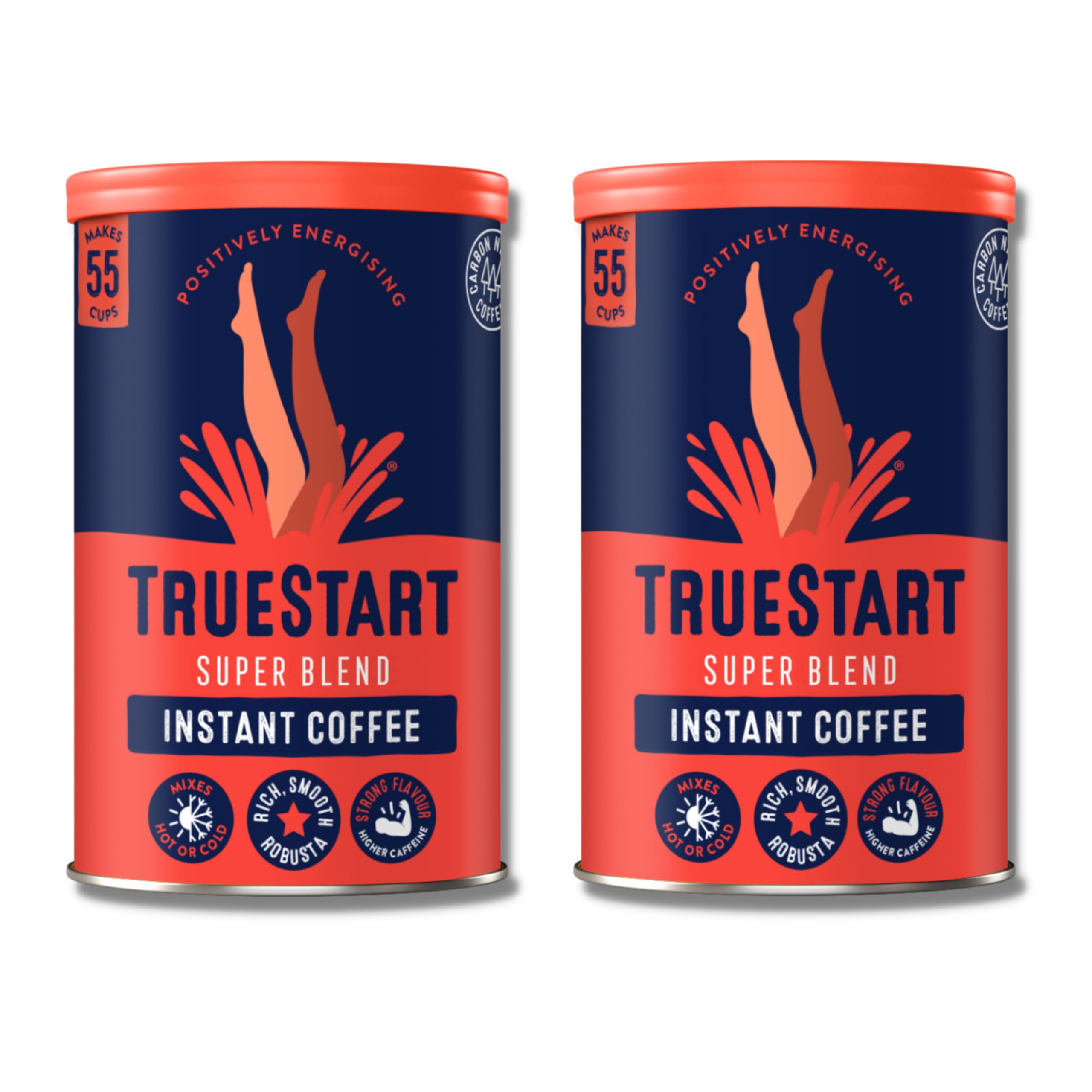 TrueStart Barista Grade Super Blend Instant Coffee - 100g 2 pack (110 Cups), Premium Freeze Dried, Smooth Rich Coffee Beans Roast, 100% Full Flavour