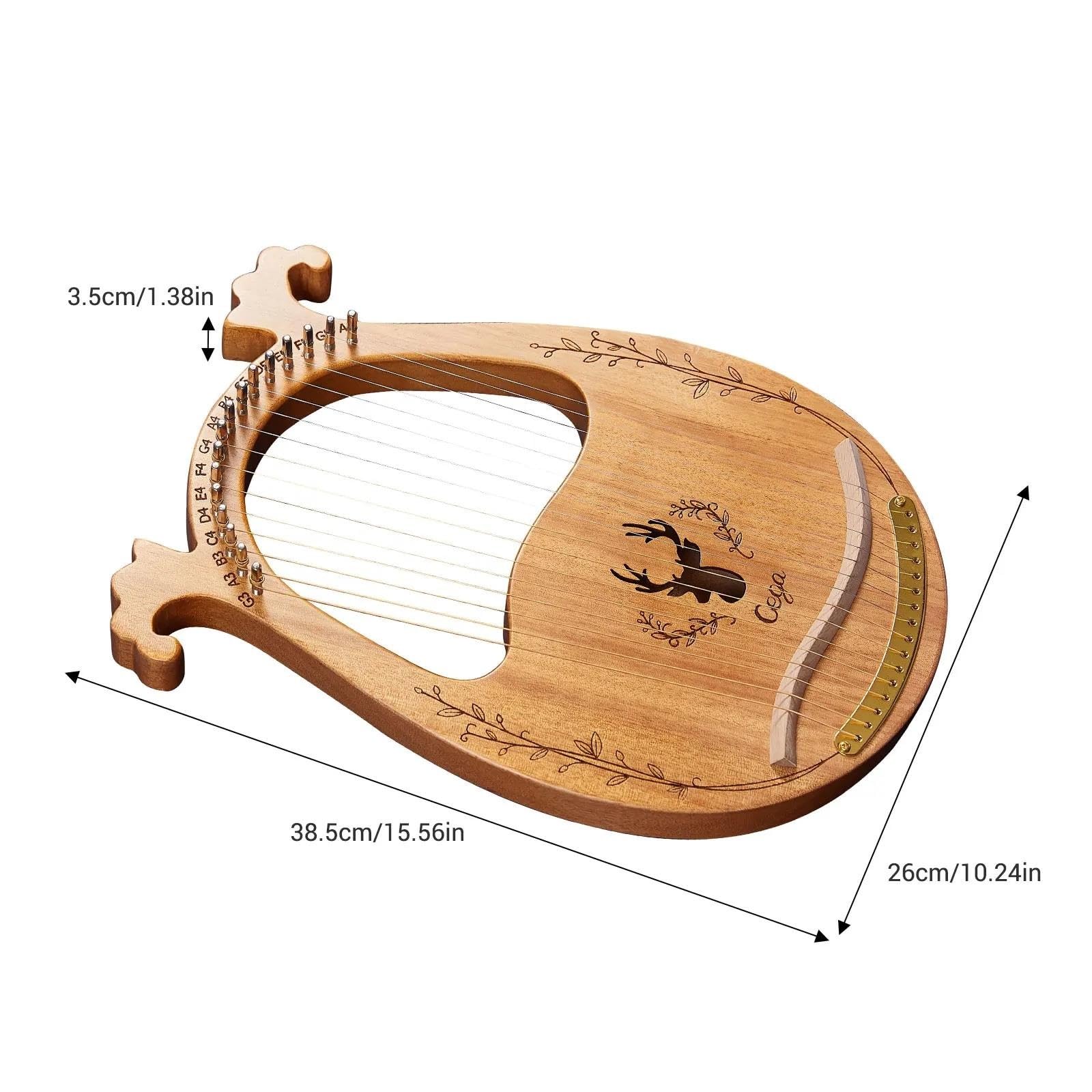 xilofono professionale Strumenti A Corda Con Scatola Di Risonanza Per Arpa E Lira In Legno A 16 Corde Con Chiave C Corde Per Accordatura Regali Musicali(16 Natural)