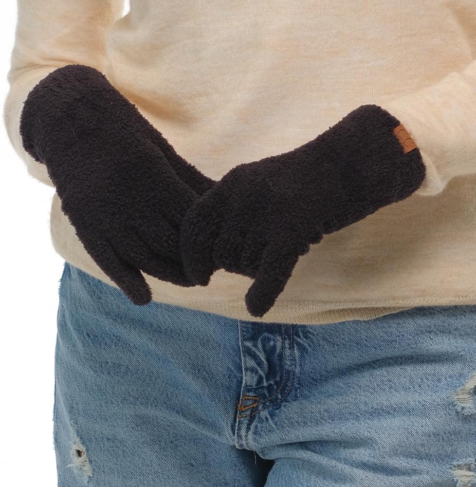 C.C Plush Terry Chenille Gloves For Women - Fuzzy Stretchable Soft Warm Cold weather Winter Gloves - Image 3