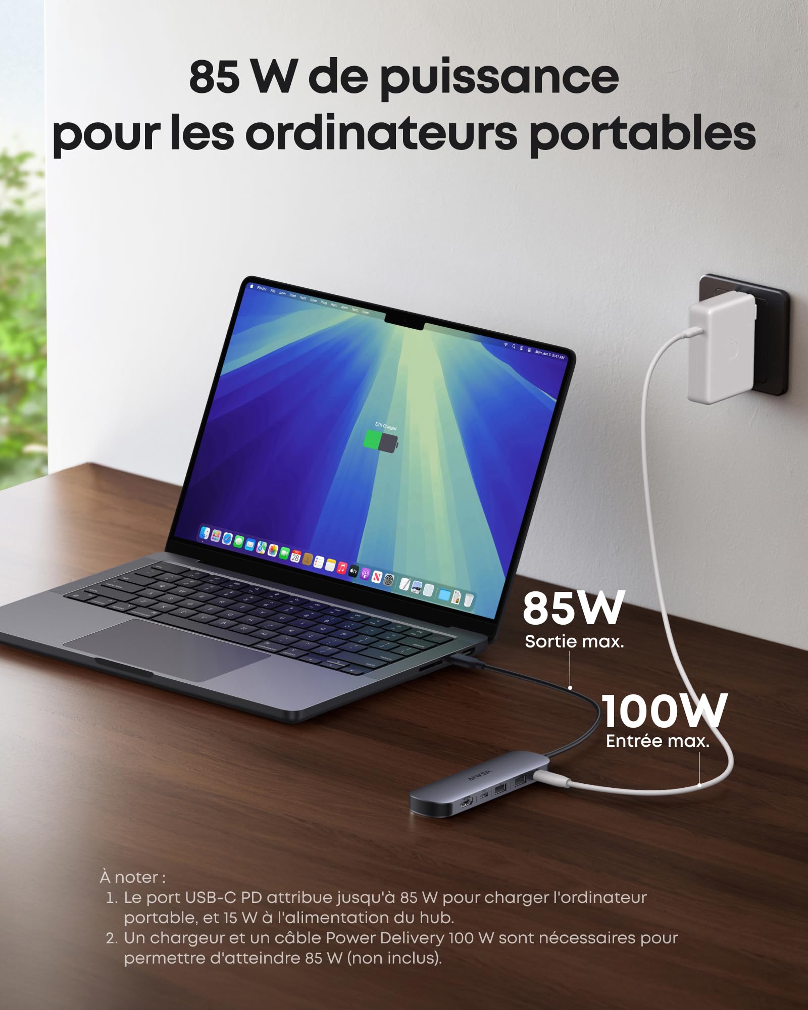 Anker Hub USB C Concentrateur 7 en 1, Répartiteur HDMI 4K 60 Hz, Power Delivery 100W, 3 Ports USB A et Type C 3.0, Carte SD/TF