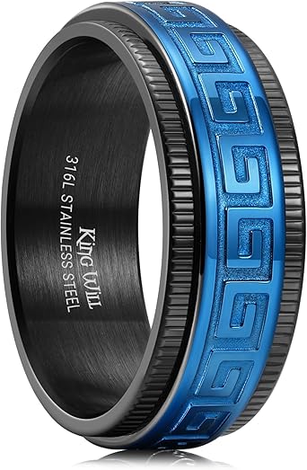 King Will 8mm Black Spinner Stainless Steel Ring Fidget Anxiety Ring ...