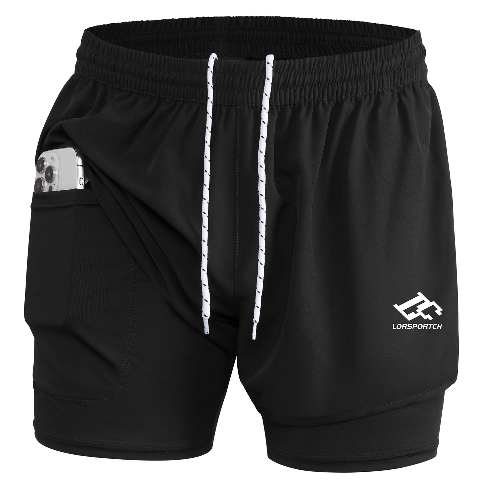 Pantalones Cortos de Running 2 en 1 para Hombre Fitness Entrenamiento maratón al Aire Libre Hombre