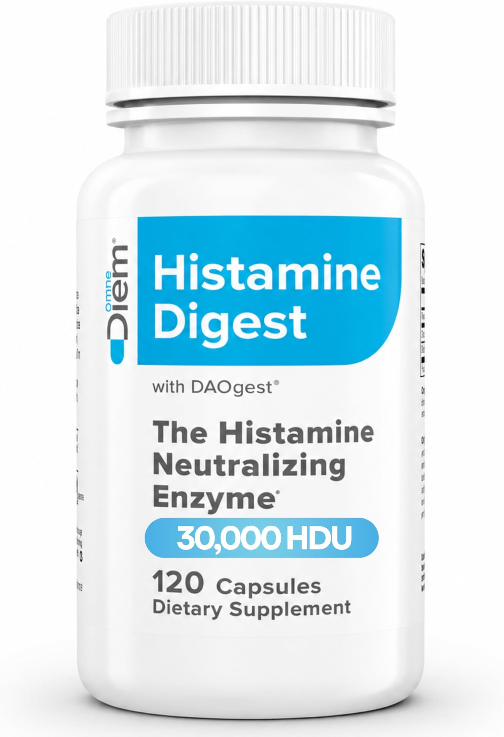Omne Diem Histamine Digest DAO 30,000 HDU - 120 Caps - Histamine Neutralizing Enzyme - Relieve Histamine Intolerance with Diamine Oxidase