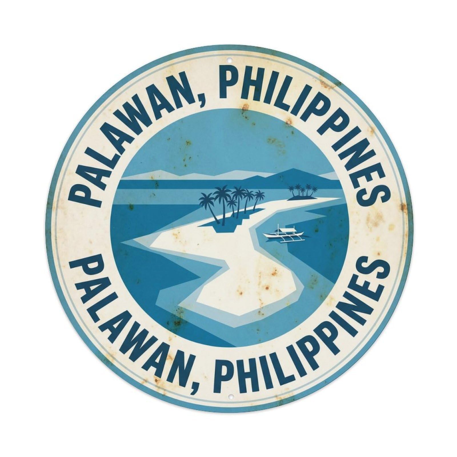 Snake Island Palawan Lagoon Coastal Bay Philippines Metal Tin Sign