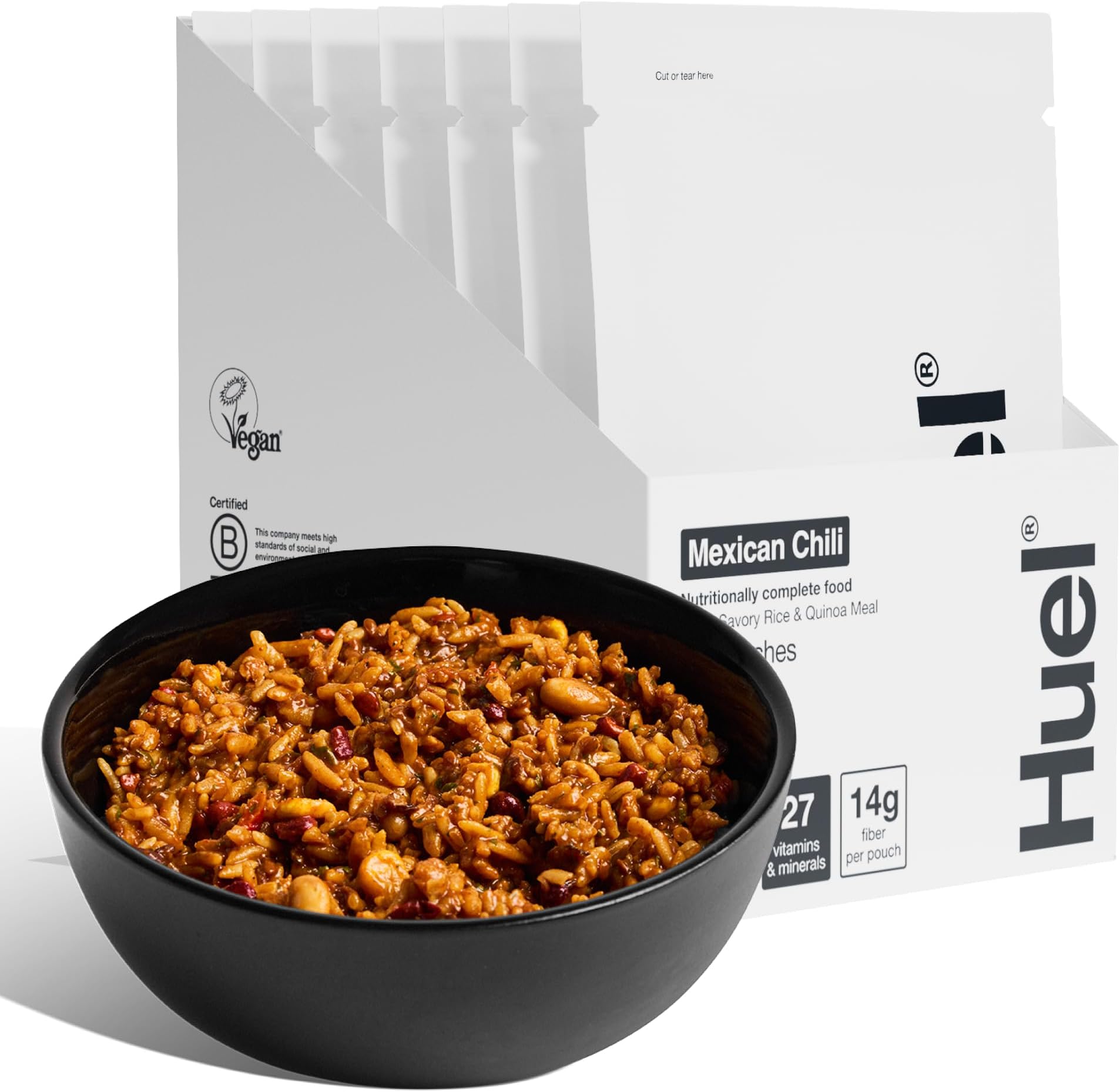 Hot and Savory Meal Packs | Mexican Chili | Up to 25g Protein Plant Based Instant Meal | 27 Vitamins and Minerals | 100% Nutritionally Complete | 7 Pack