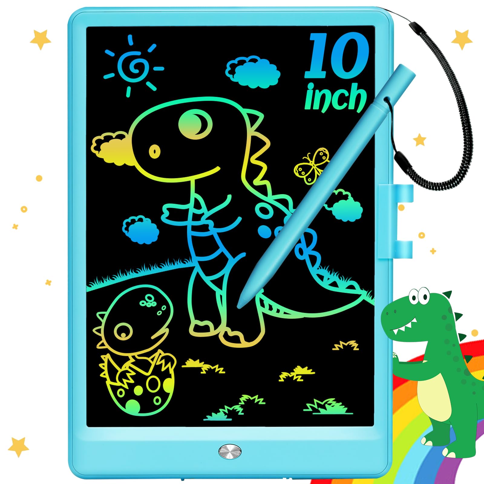 LCD Writing Tablet Doodle Board: 10 Inch Colorful Drawing Tablet Kids Erasable Writing Pad Learning Birthday Gifts for 3 4 5 6 7 Year Old Girls Boys (Blue)-picture-11