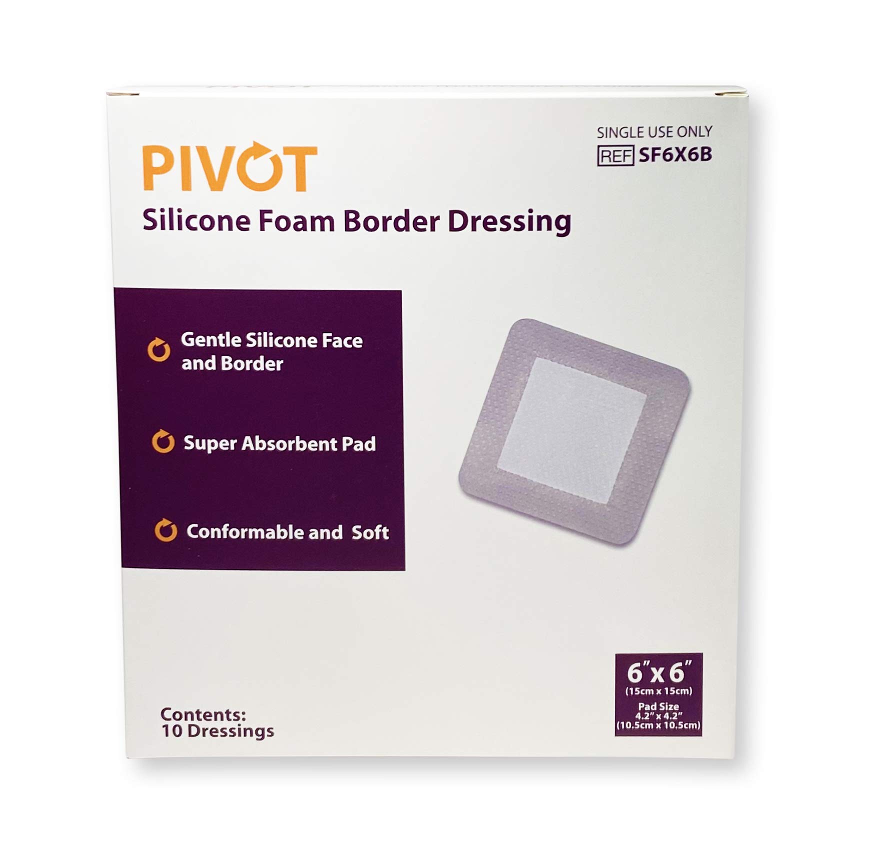 Buy Pivot 6 x 6 Silicone Foam Border Wound Dressing Sterile Silicone