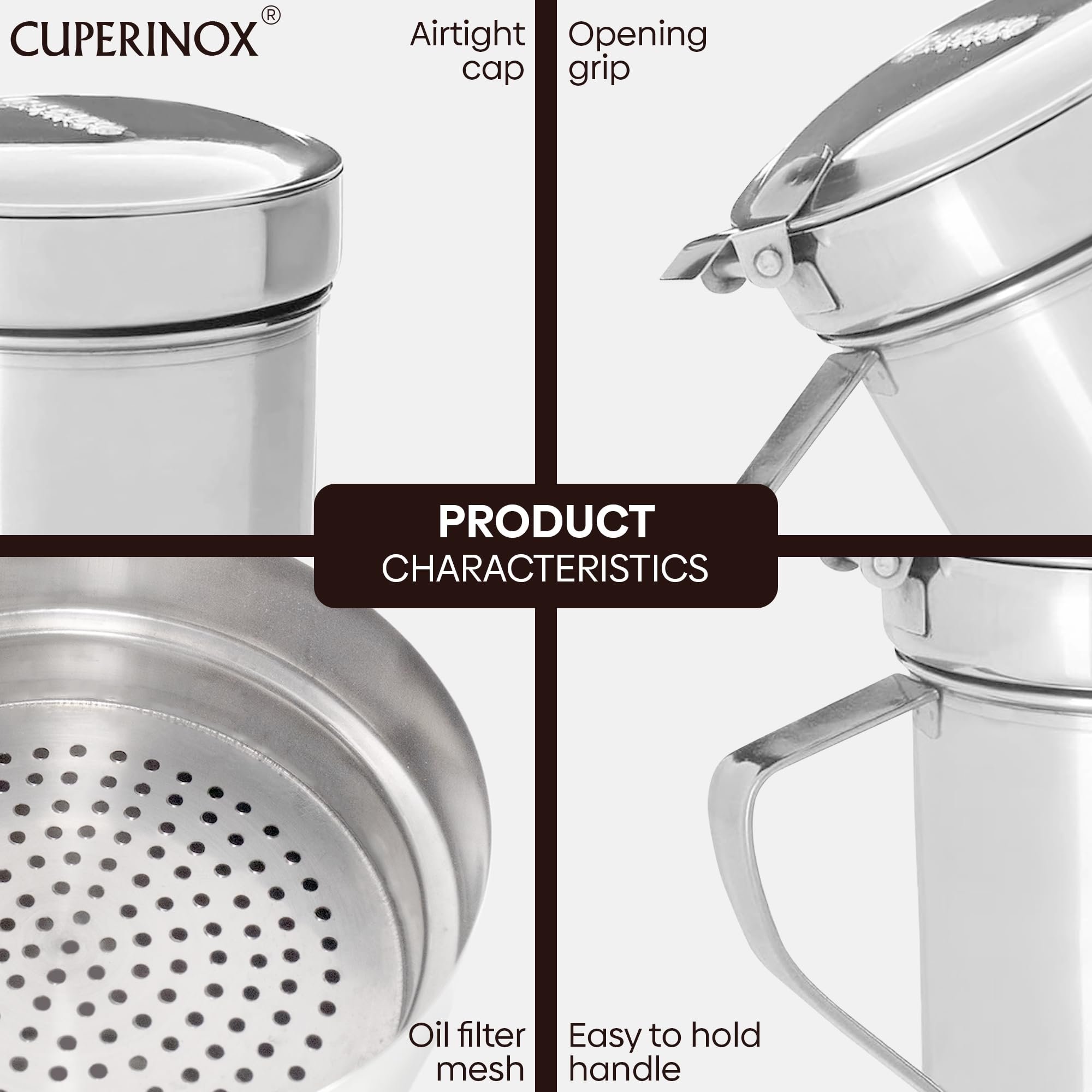 Aceiteras para Aceite Usado | Grasera Acero Inoxidable 550ML con Filtro Metálico | Recipiente para Aceite Usado de Cocina y Grasa | Grasera Cocina Metálica 550ML 2Uds Metálico