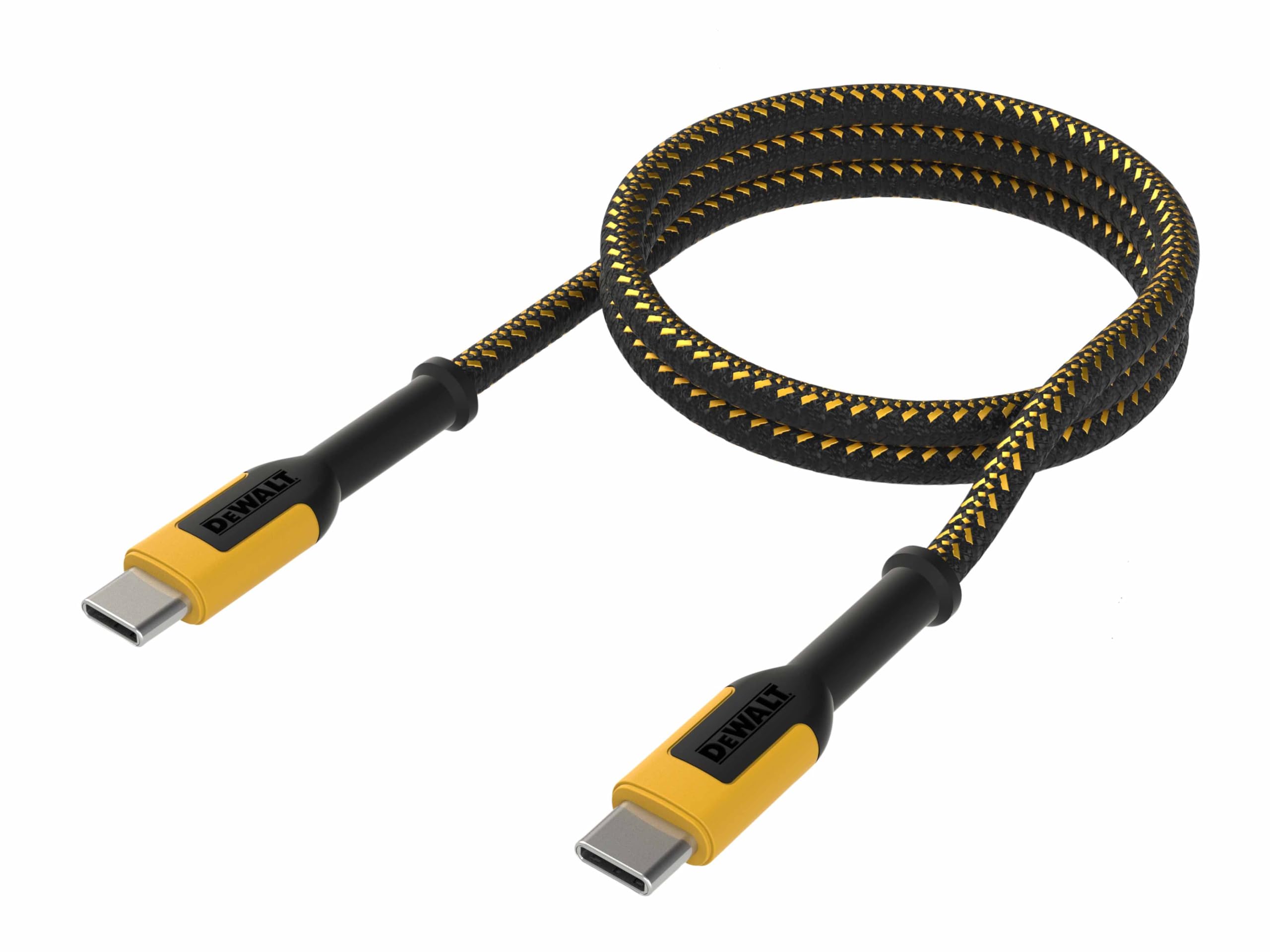 Dewalt Caricatore rapido da USB C a USB C (uscita massima 100 W) cavo di ricarica rinforzato 1,​8 metri (6ft) Kevlar rinforzato (resiste a ripetute flessioni e flessioni) per una durata extra lunga