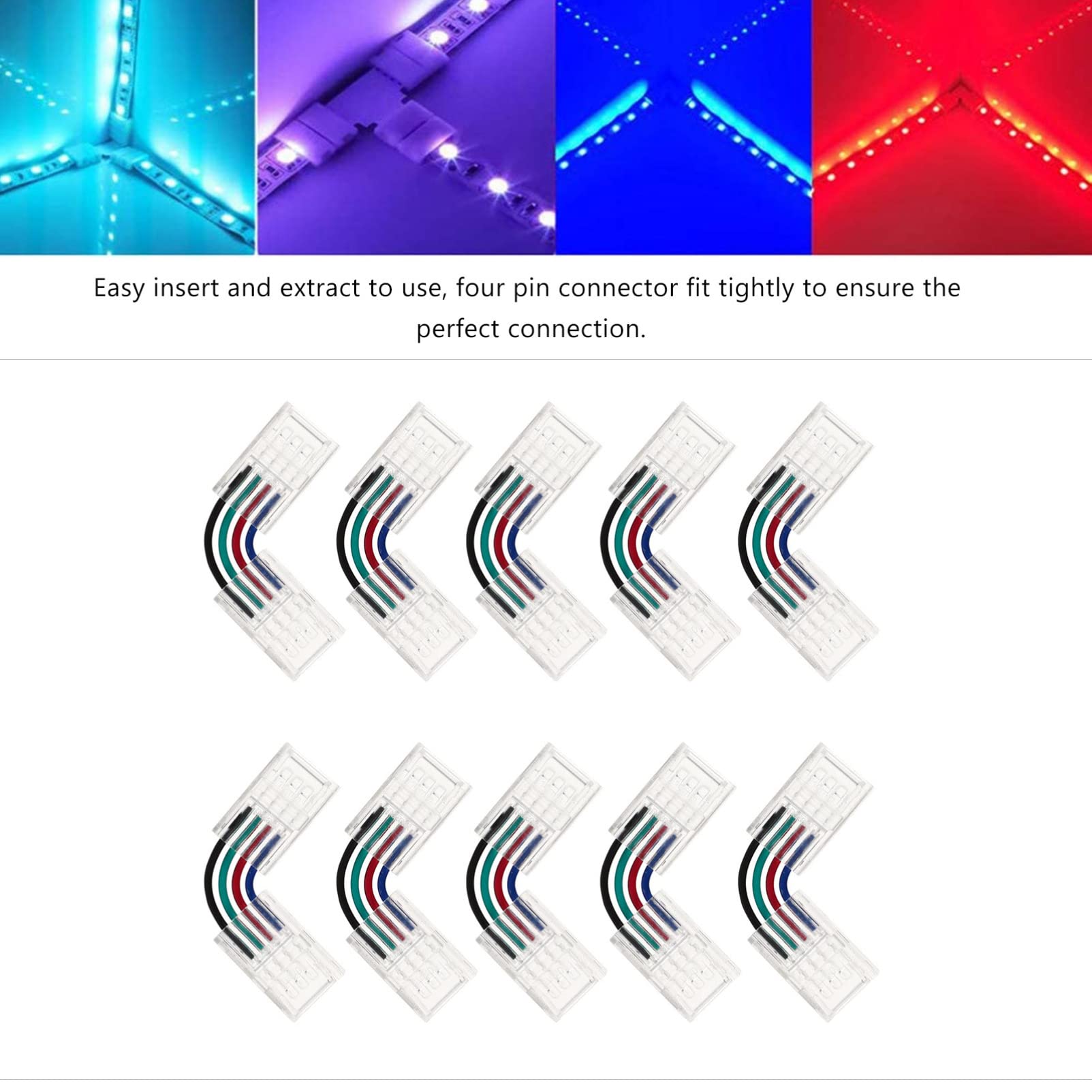 PRETYZOOM 30stücke Polige -lichtstreifen-adapterverbinder Für Rgb - Solderless Förmige Eckenverbindung Für Einfache Installation Und Erweiterung
