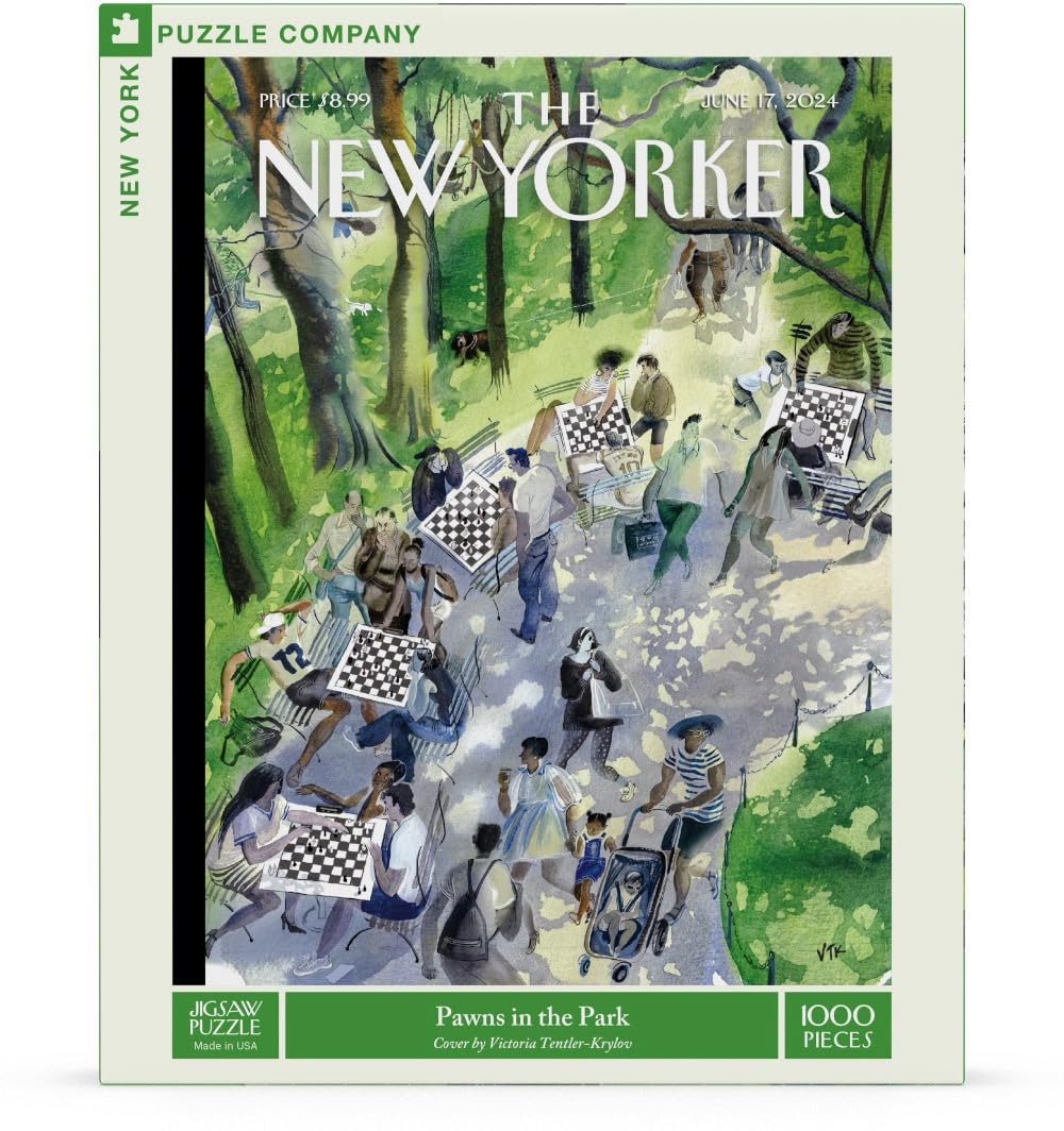 New York Puzzle Company - New Yorker Pawns in The Park – Puzzle de 1000 pièces pour soirées de Jeu en Famille par Victoria Tentler-Krylov