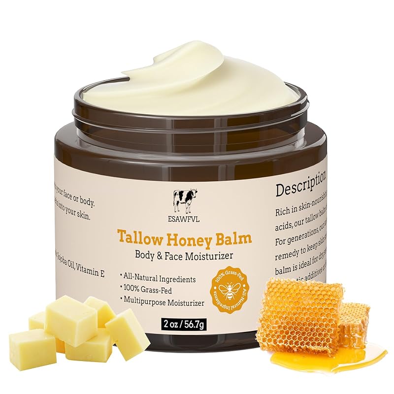 Bálsamo facial e corporal batido com sebo bovino e mel ESAWFVL, 56 g
