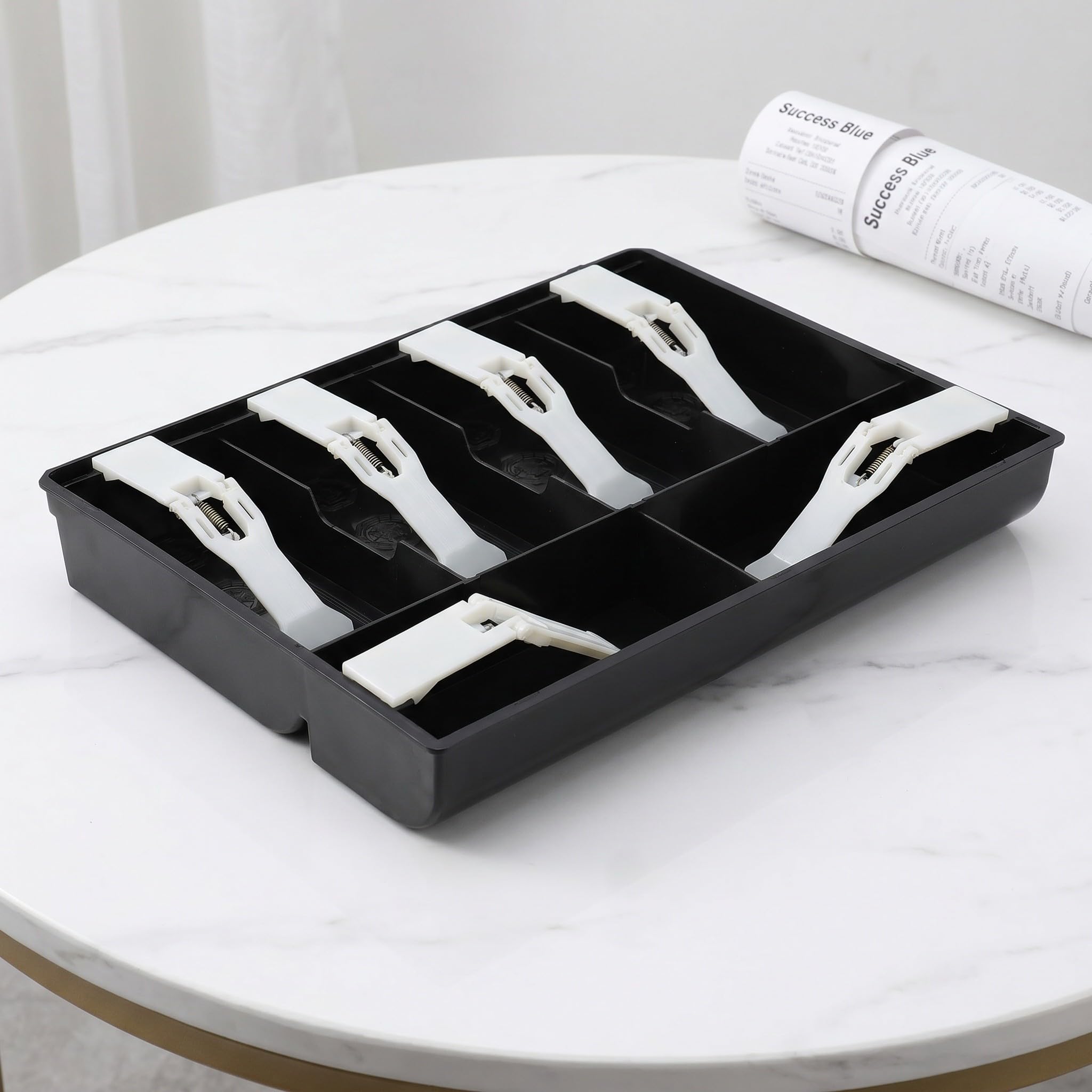 Lurrose Vassoio inserto per cassetto registratore di cassa - Inserto per cassetto contanti a 6 scomparti - Sostituto per registratore di cassa, organizer per denaro e clip per sistemi POS per negozi