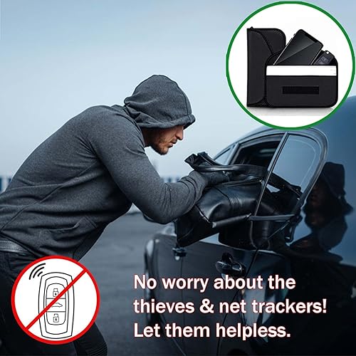 Miniatura 6 de ONEVER Faraday - Paquete de 4 bolsas para llaves de coche y teléfono celular, cartera de bloqueo de señal, protección antirrobo antirrobo, emisión