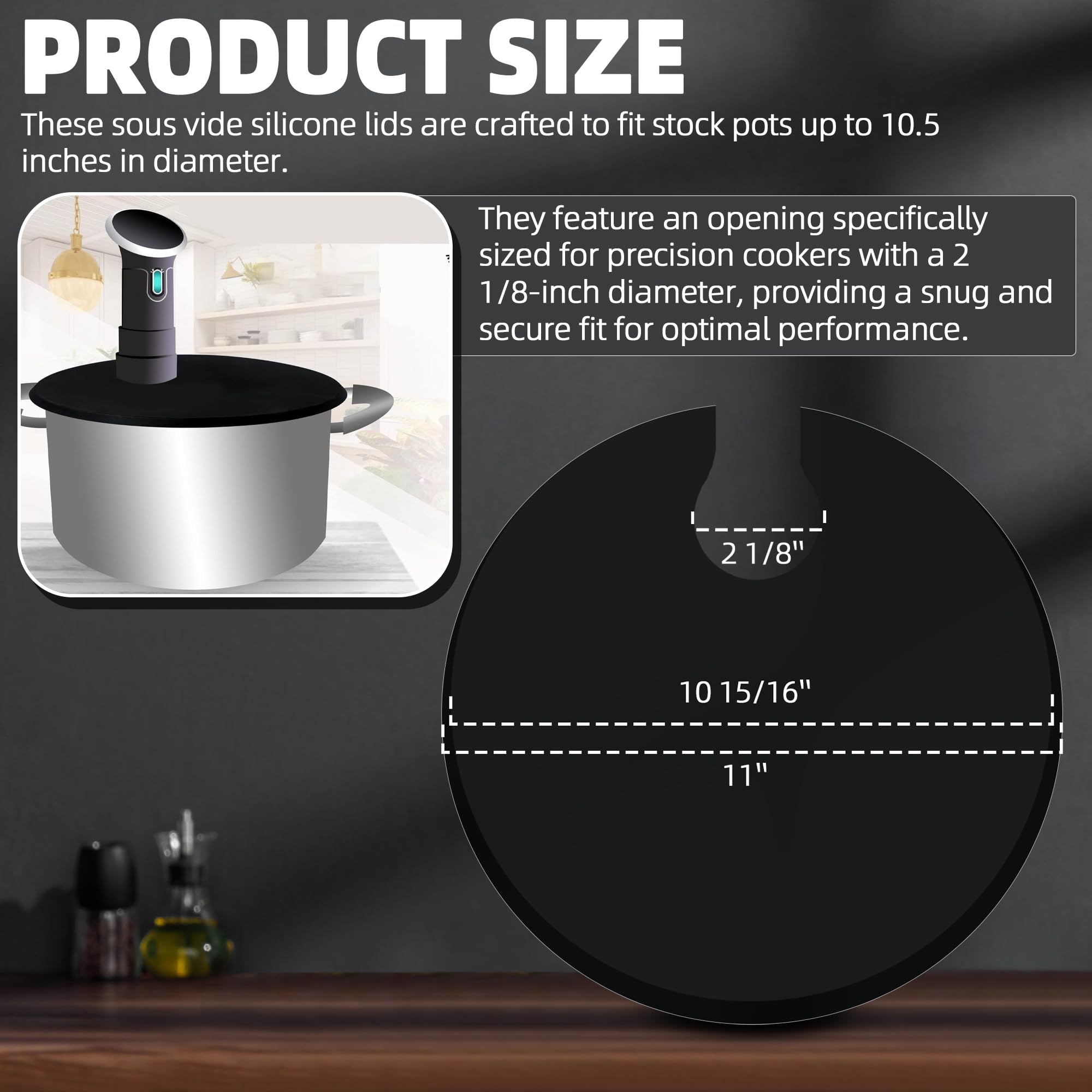 VIKOS Products Sous Vide Precision Cooker Silicone Lids Compatible with Anova Fits Up to 10.5