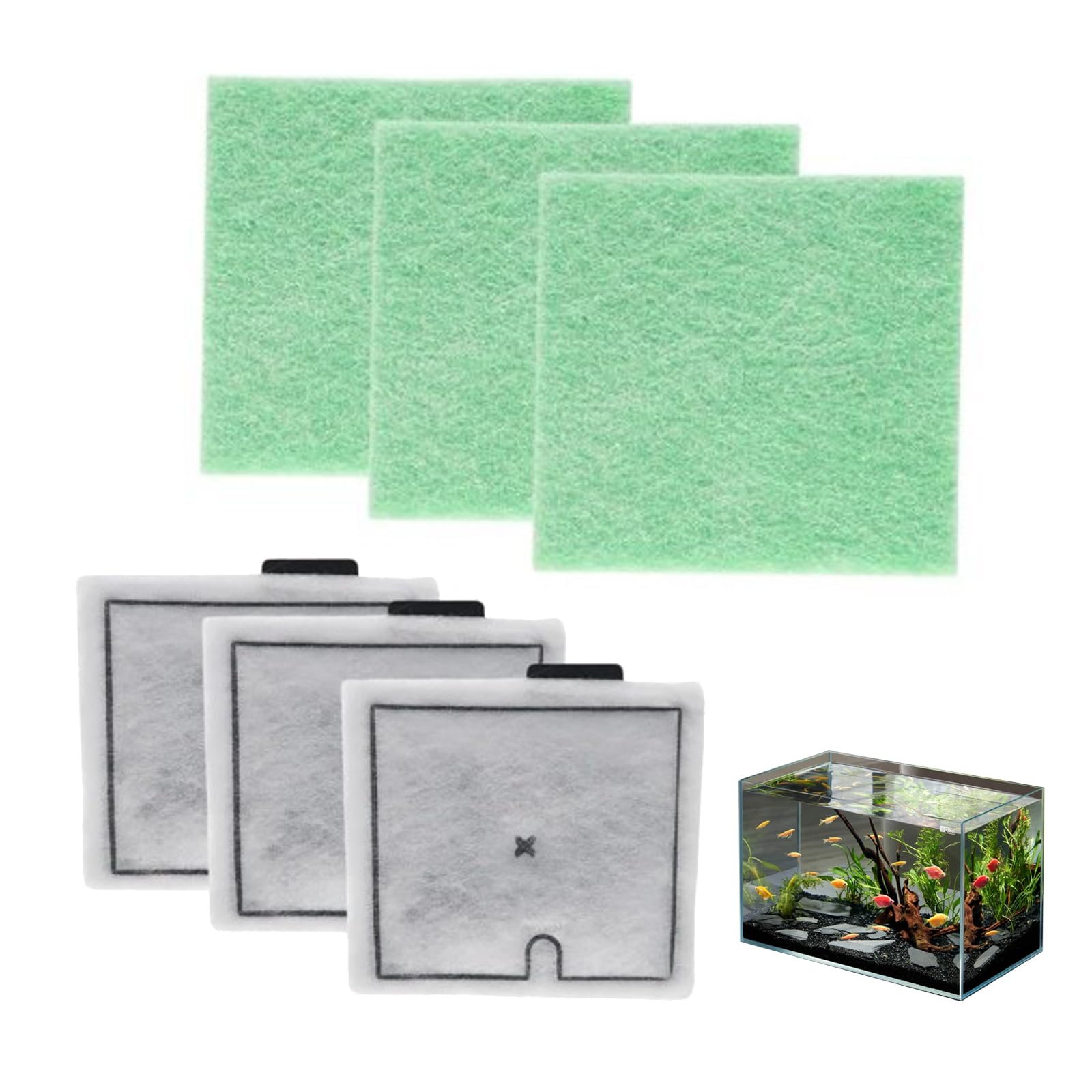 6Pcs CF1 Fish Tank Filter Cartridges Compatible with Interpet Internal CF Cartridge Filters Interpet CF1 Filter 3 Month Service Replacement Kit for Aquarium (3 X Filter Cartridges 3 X Algaway Pads)