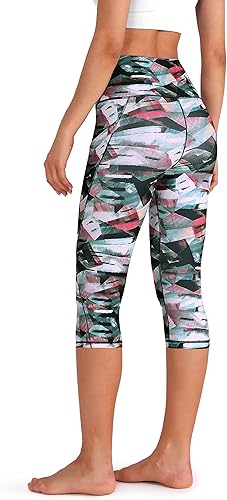 Miniatura 352 de ODODOS - Leggings tipo capri de mujer, no se traslucen y modelan el abdomen, con cintura alta y bolsillos; para hacer yoga, atletismo, ejercicio
