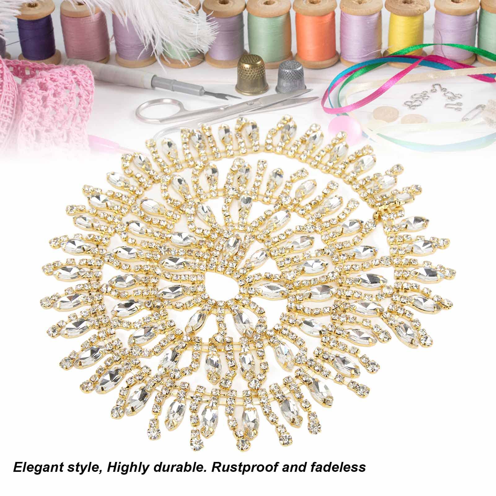 Jenngaoo Nappa Strass Trim, 1 Yard Catena con Nappa di Strass con Frange Luccicanti Decorazione Frangia Strass Nastro per Scarpe, Borsa, Decorazione di Nozze