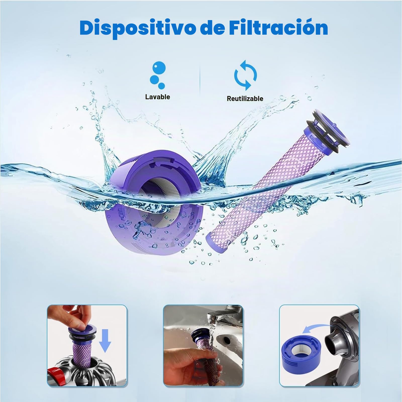 ENERGUP V8 4600mAh Batería de Repuesto para Dyson V8 Animal/Absolute/Motorhead/Fluffy con 2 Filtros