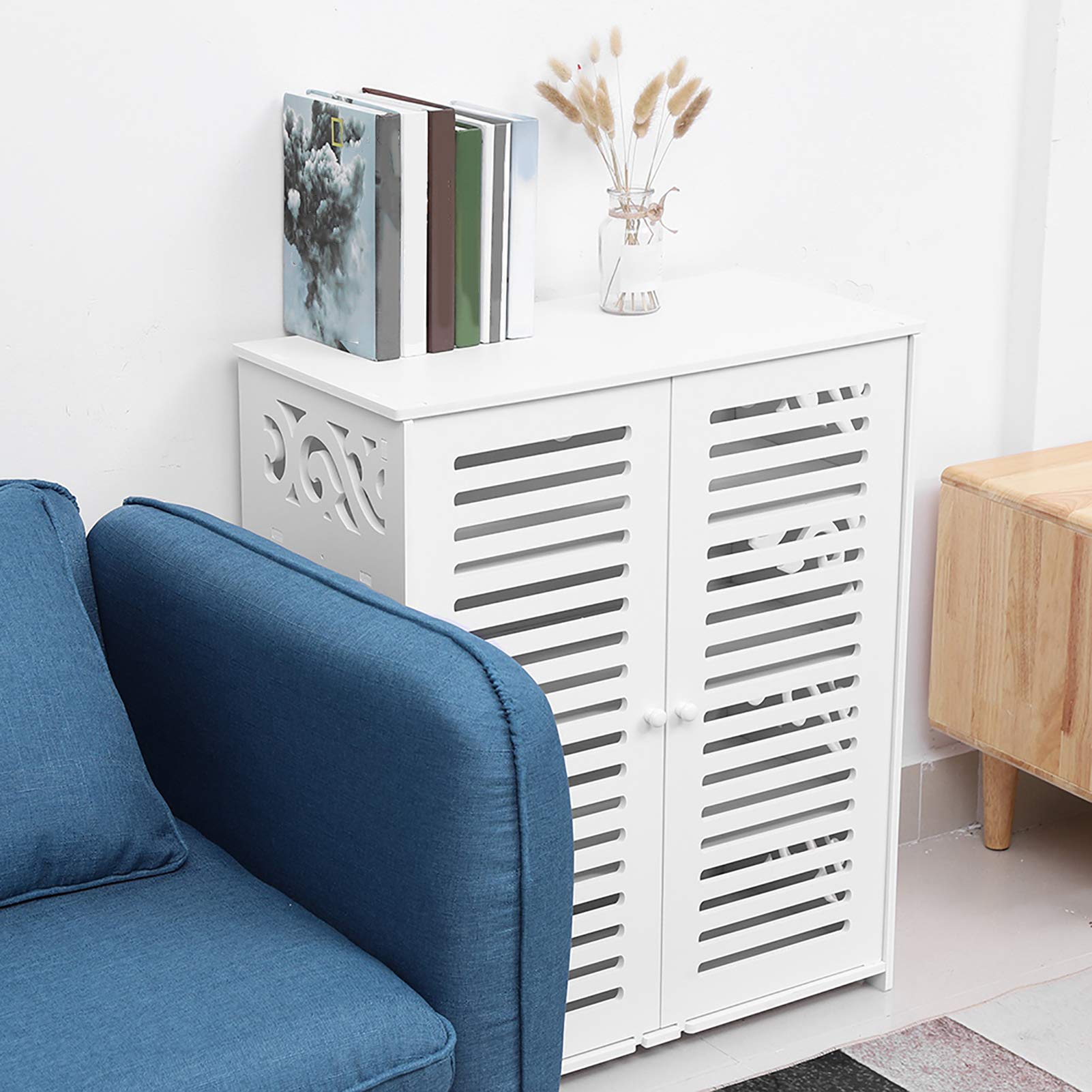 Scaffali di Stoccaggio Organizzatore Armadio Mobili per Camera da Letto - Scheda in Plastica in Legno - Bianco 4 Strati per Scarpe Resistenti