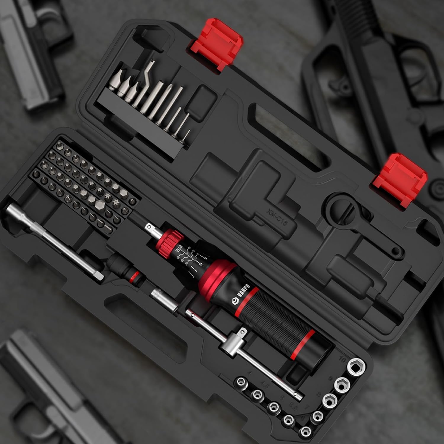 VANPO Torque Screwdriver Set, 10–60 in-lb, 64 Pcs 1/4" Drive Torque Wrench Screwdriver Kit with T-Bar & Flat, Hex, Torx, and S2 Bits for Scope, Electronics Assembly & Micro Device Repair