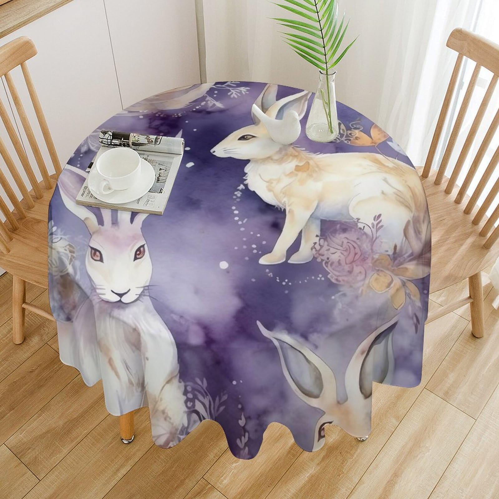 Nappe de table ronde imperméable et résistante à l'huile lavable 152 cm