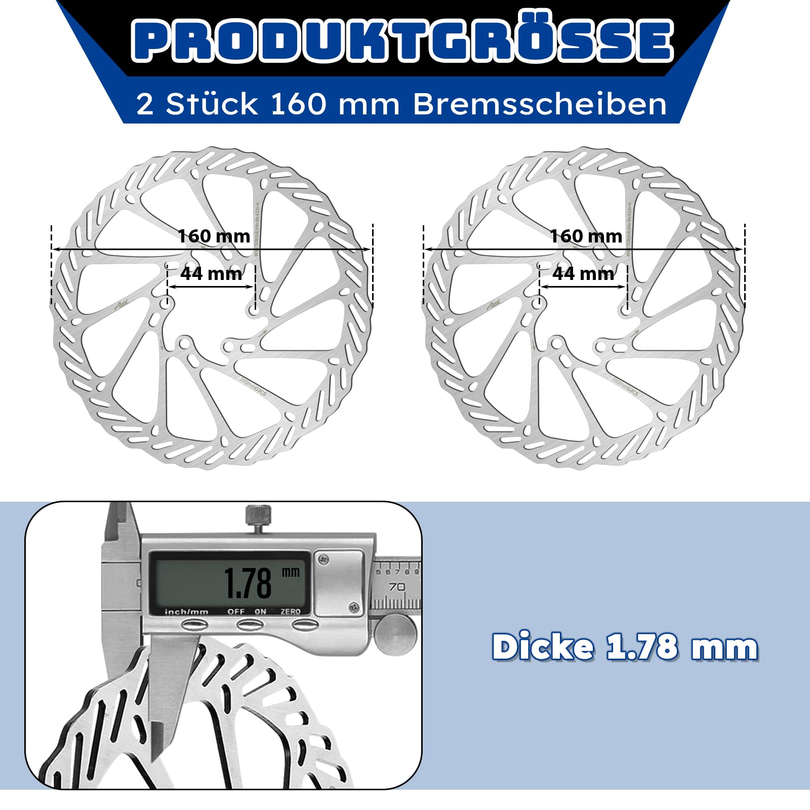 E-Bike Hydraulik-Scheibenbremsensatz – 2/4 Kolben, elektrisch abschaltbar, Links vorne 1100 mm, rechts hinten 1800 mm, Hebel aus Aluminiumlegierung für Roller/MTB-Mountainbike