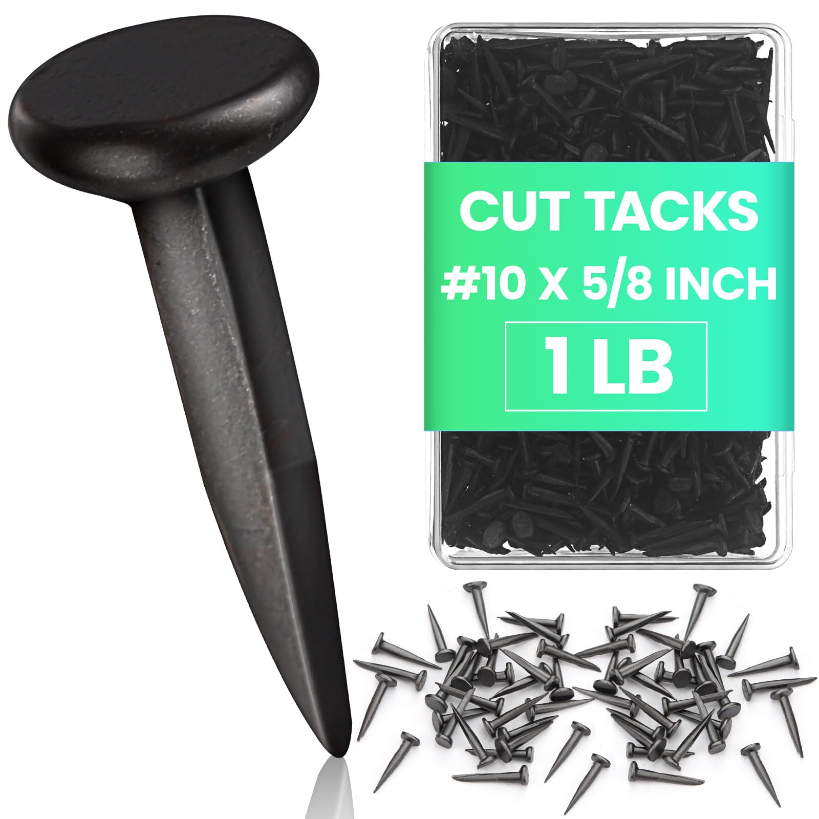 Therwen 1lb Upholstery Carpet Tacks Bulk Black Furniture Tacks Box Of Hardware Cut Nails For Wood Stairs Runners Shoe Hanging And Securing Charts Banners Calendars 6 X 1 2inch - View #7