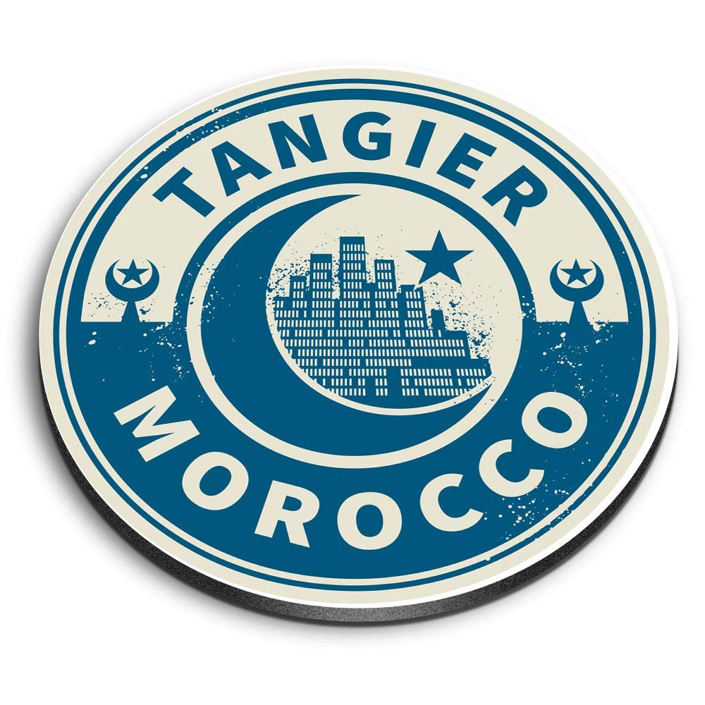 Destination Vinyl Ltd Multicolor 1 X Round Mdf Magnet - Morocco Tangier Travel 7446