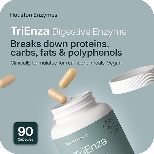 Miniatura 3 de Houston Enzymes TriEnza  Enzimas de amplio espectro para intolerancias digestivas  Apoya la digestión de gluten, caseína, soja, proteínas,