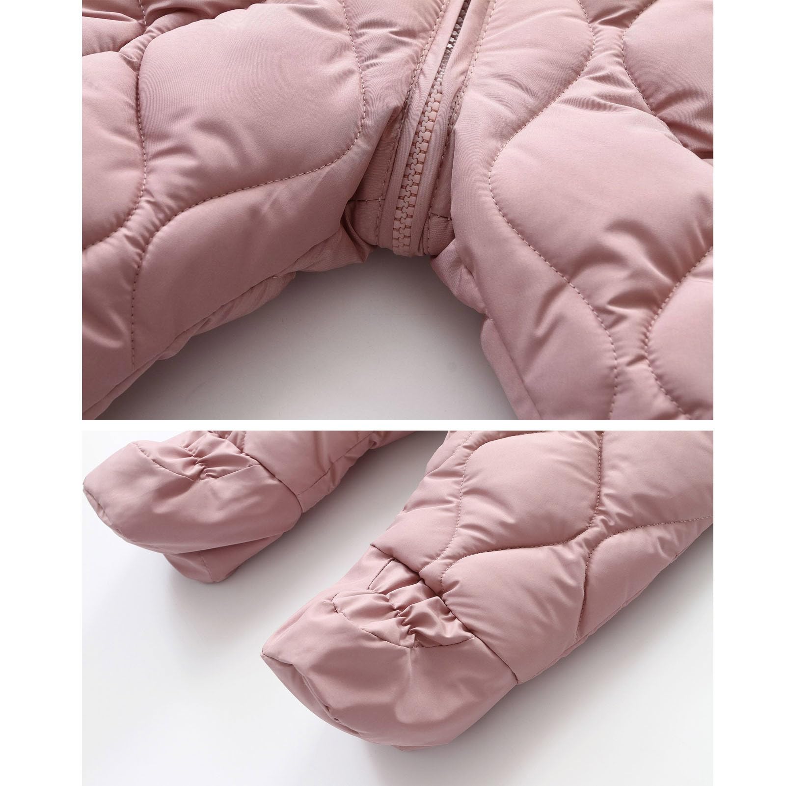 Mono de Nieve para Niños Pelele Bebé con Chalecos Desmontables Abrigo de Invierno 2 en 1 Mono Cálido con Capucha para Bebés Niñas Rosa 3-6 Meses