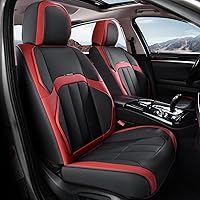 Vista 15 de Coverado - Juego completo de fundas de asiento de automóvil grises de cuero napa, impermeables, con cojín para asientos delanteros y respaldos, apto