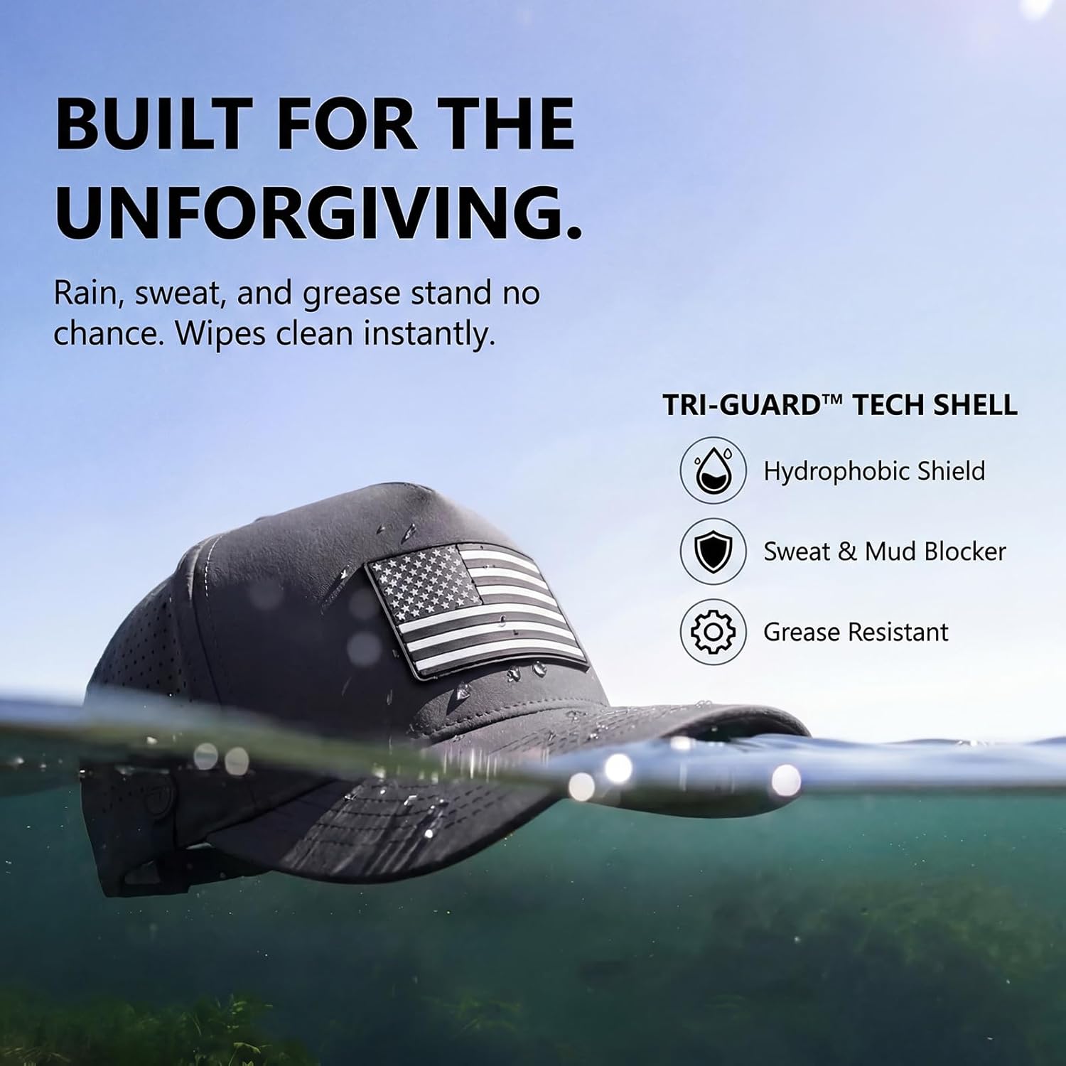 TOP-EX Performance Baseball Hat for Men Water Resistant Golf Cap Running Cooling Snapback Laser Perforated