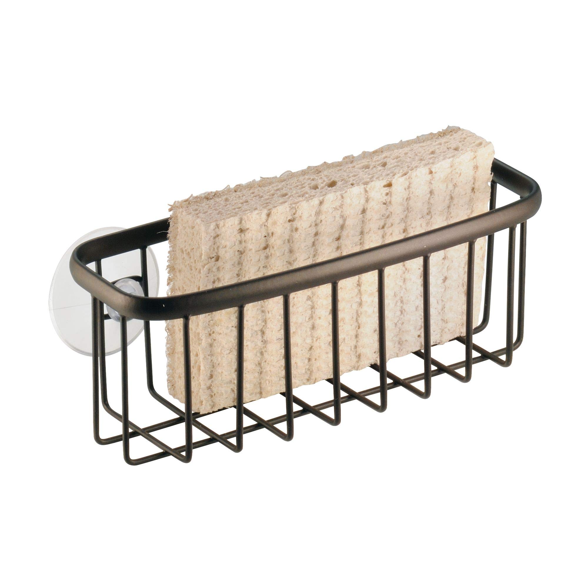 InterDesign Axis Kitchen Sink Suction Holder for Sponges, Scrub Brushes, Soap - Bronze