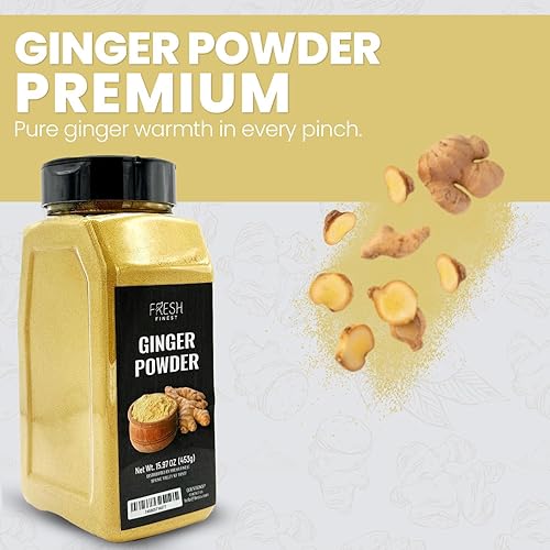 Miniatura 7 de Fresh Finest Polvo de jengibre  16 oz (454 g)  Raíz de jengibre molido puro para beneficios culinarios y de salud, empaquetado en un recipiente