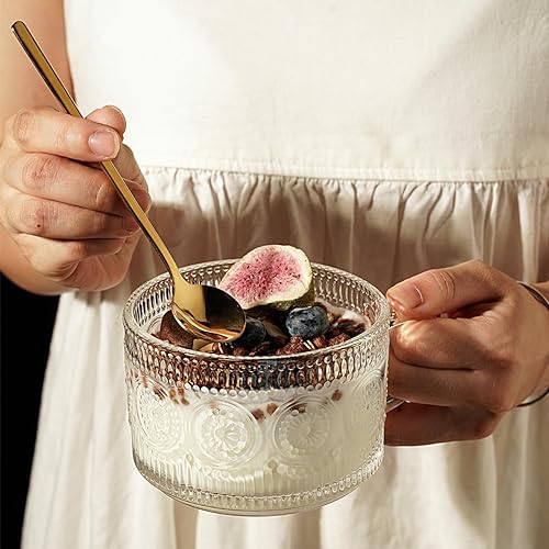 Miniatura 4 de Today's Present 4 tazas de café de vidrio vintage, regalos para mujeres, recipientes de avena durante la noche con tapas y cucharas de bambú, tazas