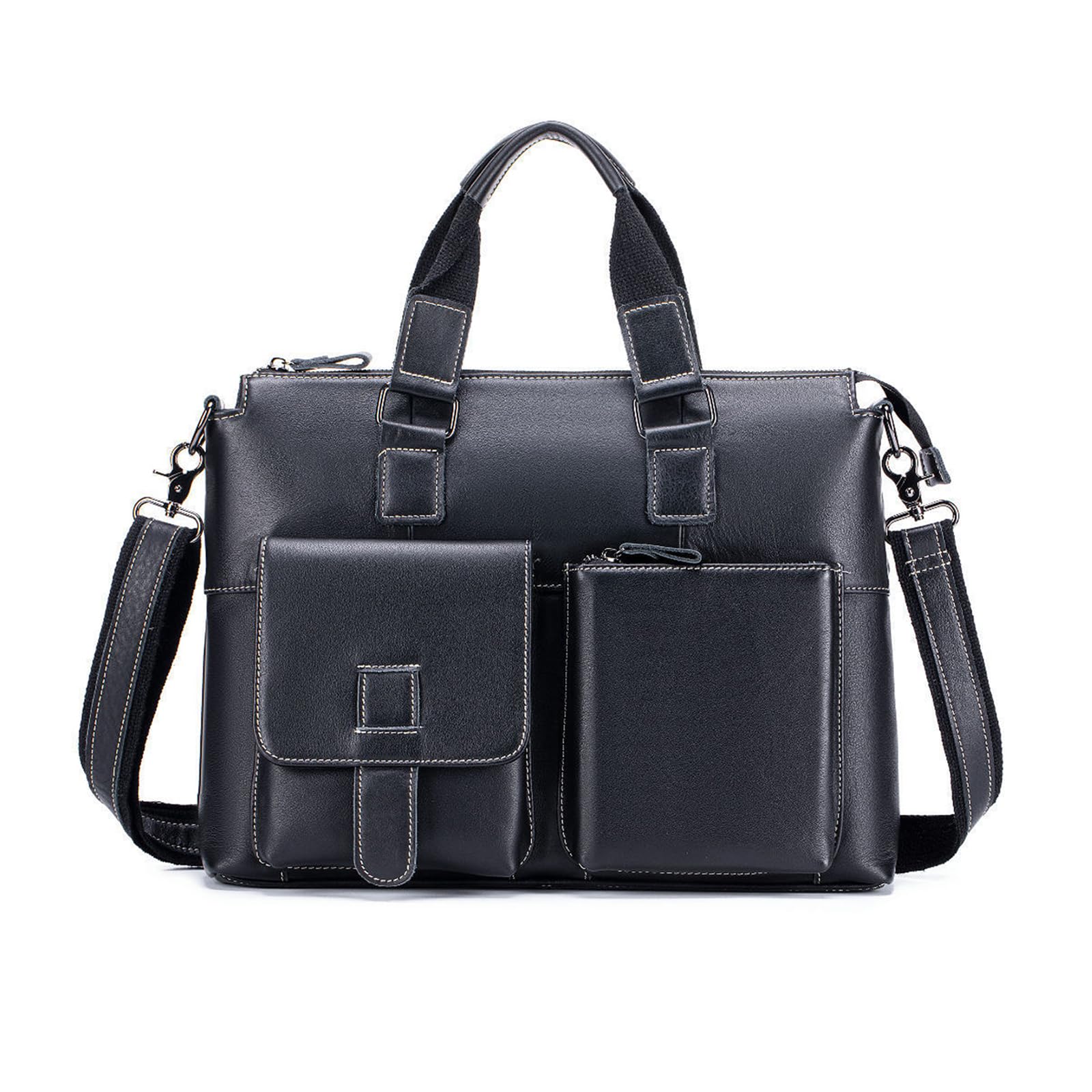 FANDARE Leder Aktentasche Herren Gelegenheitsgeschäft Dokumententasche Geschäftstasche Messenger Handtasche Mappe Aktenkoffer Umhängetasche für 14 Zoll Laptoptasche Henkeltasche für Arbeit Reisen