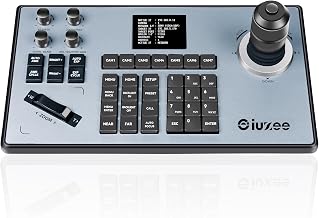 iuZee PTZ Camera Controller 4D Joystick PoE IP PTZ Keyboard with Controller 2.8" LCD Screen, Support VISCA PELCO-P PELCO-D RS422 RS485 RS232 RJ45, for Live Streaming Meeting/Church Service/Education