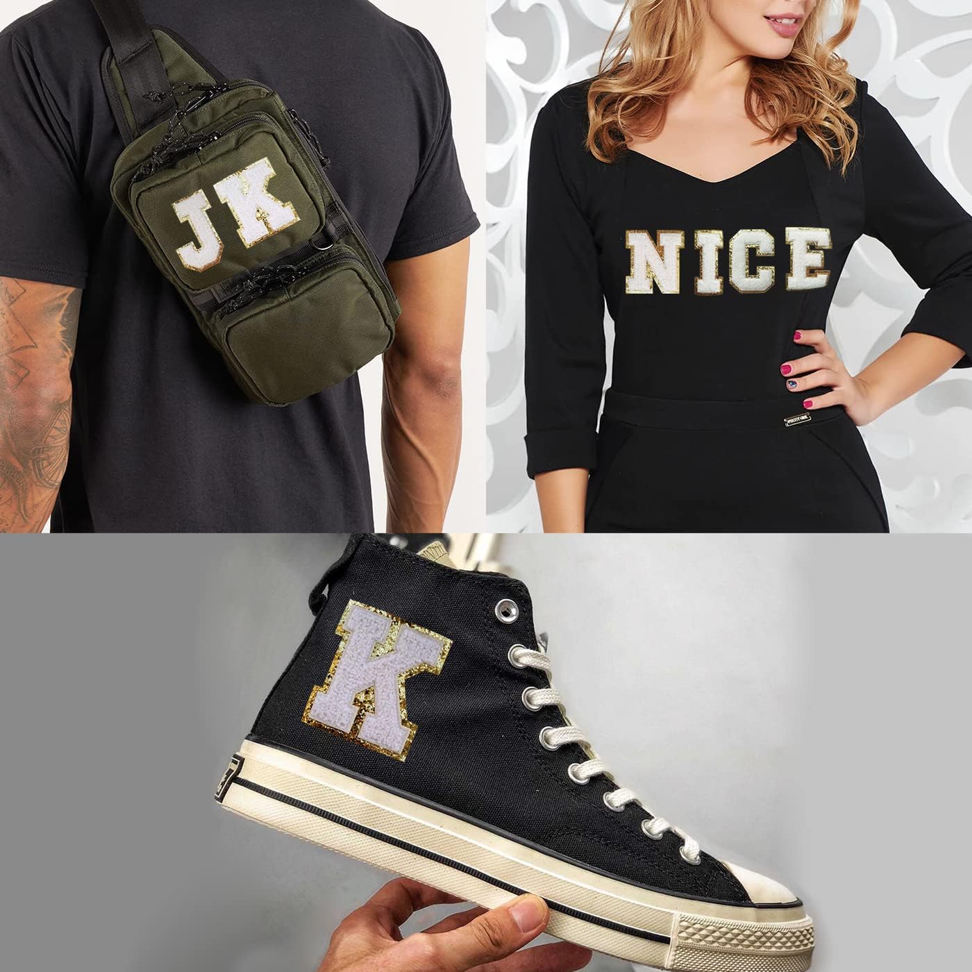 3Pcs Letter Patches Varsity Glitters Chenille,SPRT Iron on White Letter Patch,Alphabet Cloth Patch for Team Costume Decoration 3.1in Height T (3 Pieces) - Image 7