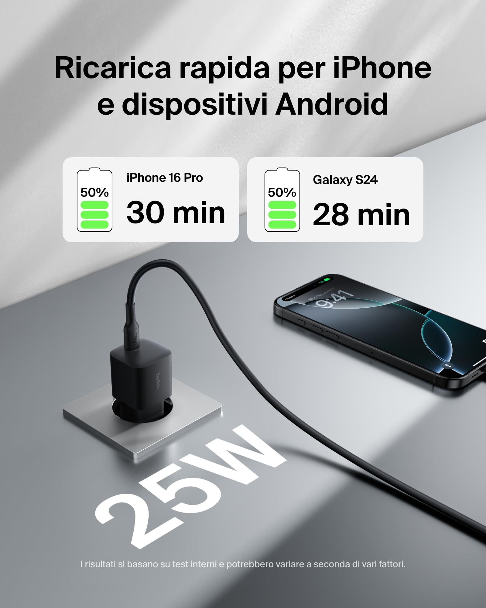 Belkin Kit di Ricarica 4 in 1 con Power Bank da 10.000 mAh, Caricatore USB-C da 25 W, Cavo USB-C da 60 W e Custodia da Viaggio, Ricarica Rapida Multi-Dispositivo, Design Compatto ottimo per i Viaggi